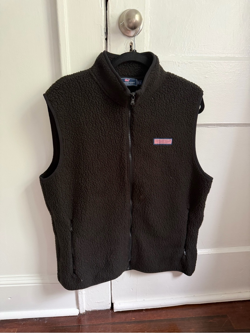 Vineyard Vines Black Sherpa Fleece Zip Vest